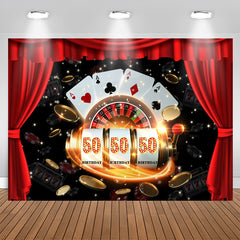 Lofaris Casino Poker Dice Red Curtain 50th Birthday Backdrop