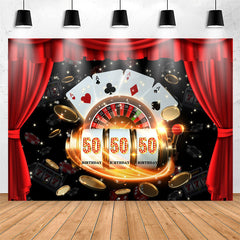 Lofaris Casino Poker Dice Red Curtain 50th Birthday Backdrop