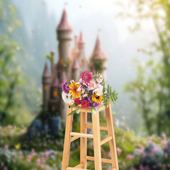 Lofaris Castle Grass Floral Butterfly Spring Photo Backdrops