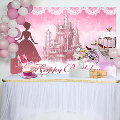 Lofaris Castle Pink Cloud Princess Birthday Backdrop