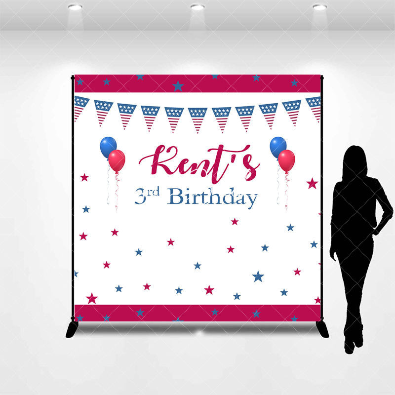 Lofaris Celebrate Blue Red White 3rd Custom Birthday Backdrop