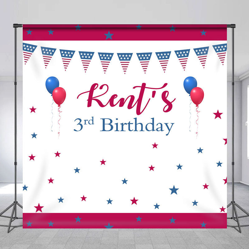 Lofaris Celebrate Blue Red White 3rd Custom Birthday Backdrop