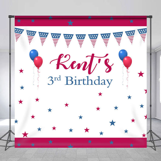 Lofaris Celebrate Blue Red White 3rd Custom Birthday Backdrop