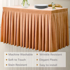 Lofaris Champagne Fitted Velvet Rectangle Table Skirts Cover
