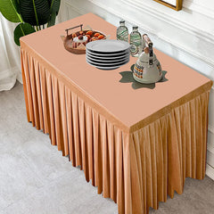 Lofaris Champagne Fitted Velvet Rectangle Table Skirts Cover