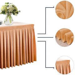 Lofaris Champagne Fitted Velvet Rectangle Table Skirts Cover