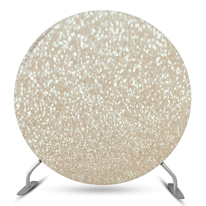 Lofaris Champagne Glitter Bokeh Round Birthday Party Backdrop