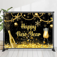 Lofaris Champagne Gold Glitter Bokeh Happy New Year Backdrop