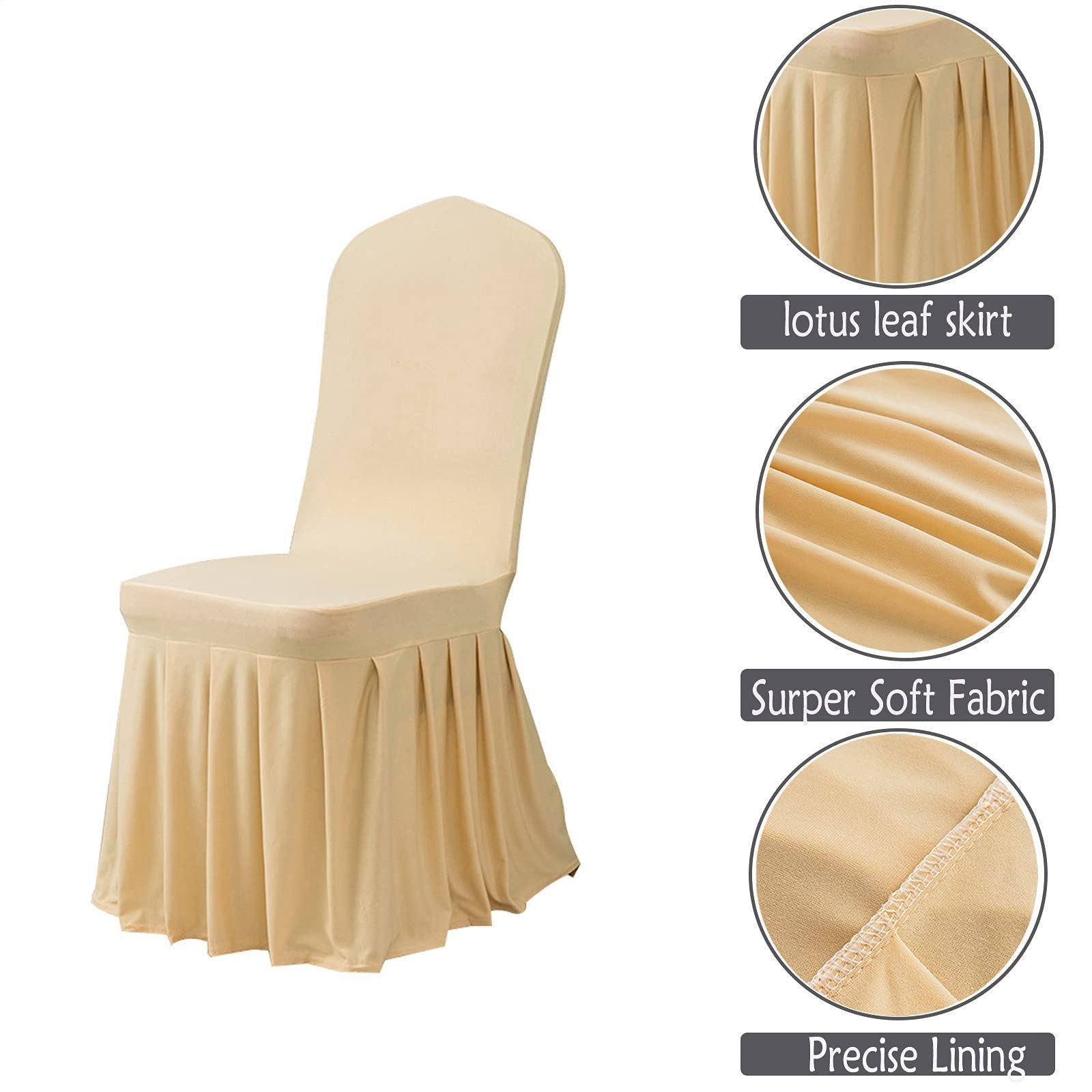 Lofaris Champagne Stretch Spandex Banquet Chair Skirt Cover
