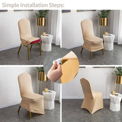 Lofaris Champagne Stretch Spandex Banquet Chair Slipcovers