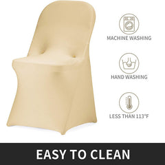 Lofaris Champagne Stretch Spandex Banquet Folding Chair Cover