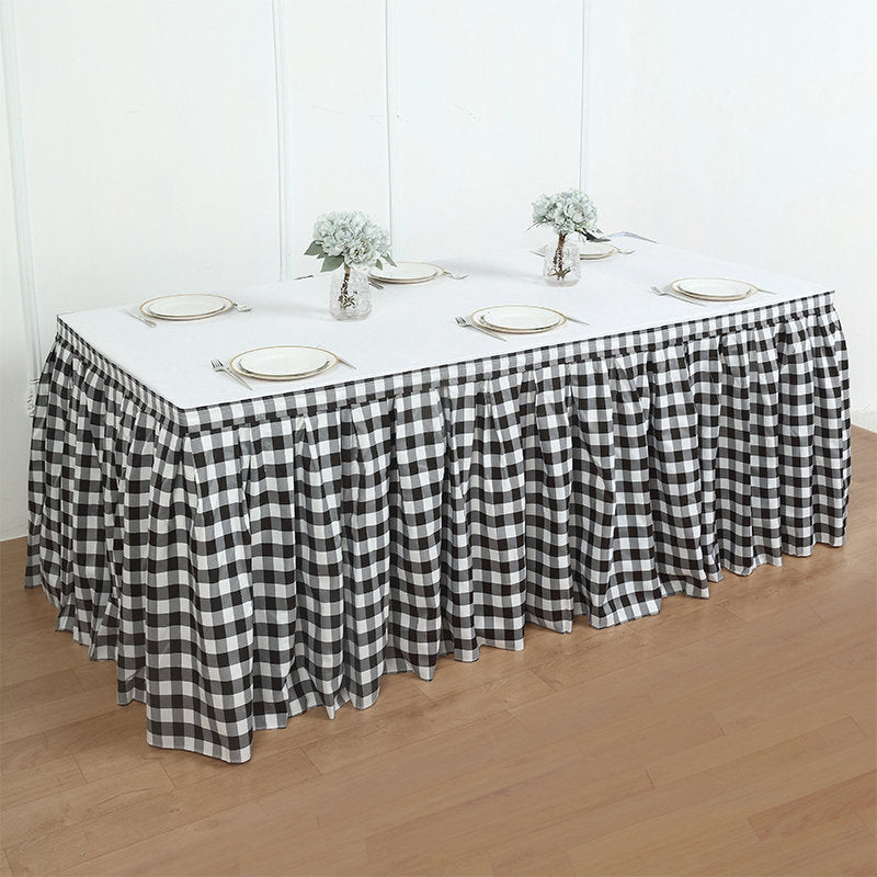 Lofaris Checkered Polyester Table Skirt for Kitchen Decor