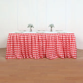 Lofaris Checkered Polyester Table Skirt for Kitchen Decor