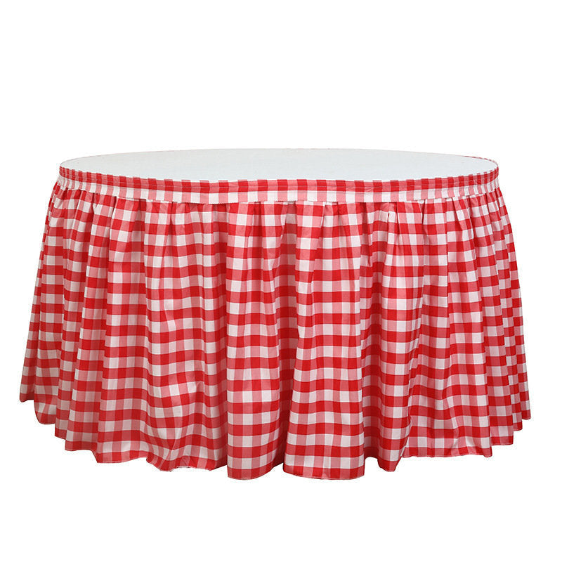Lofaris Checkered Polyester Table Skirt for Kitchen Decor