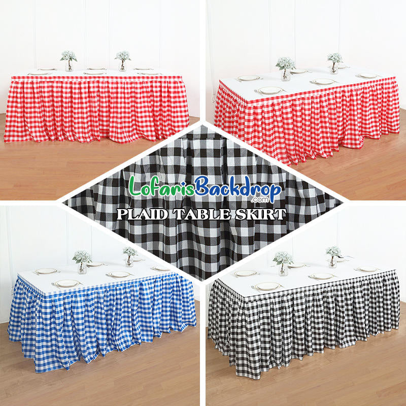 Lofaris Checkered Polyester Table Skirt for Kitchen Decor