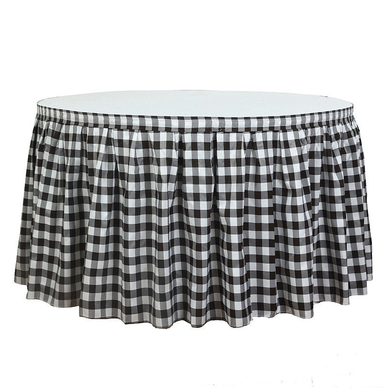 Lofaris Checkered Polyester Table Skirt for Kitchen Decor