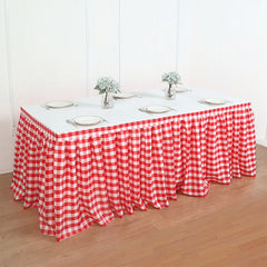 Lofaris Checkered Polyester Table Skirt for Kitchen Decor