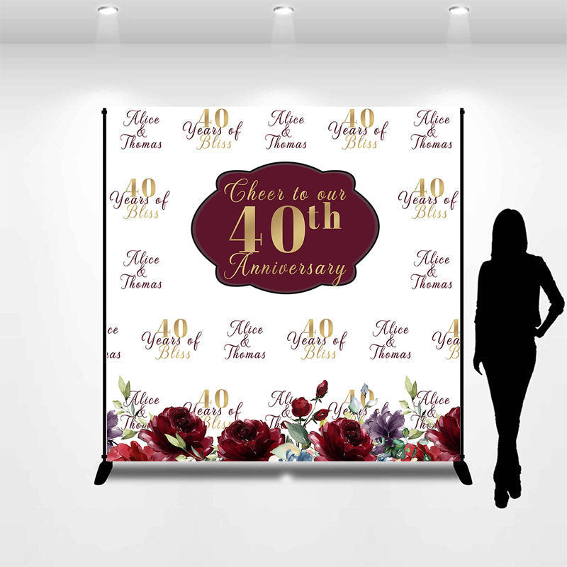 Lofaris Cheer To 40th Anniversary Custom Repeat Backdrop
