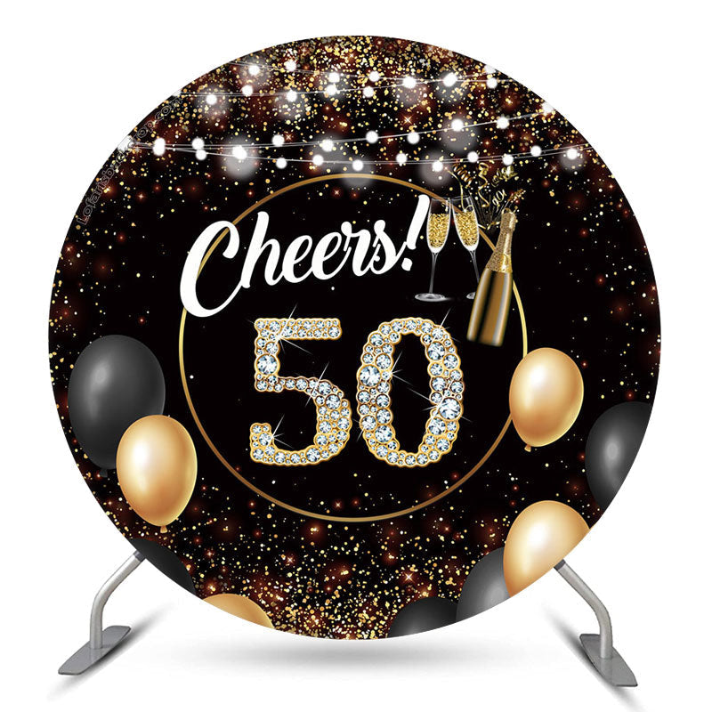 Lofaris Cheers Black Golden Circle 50th Birthday Backdrop