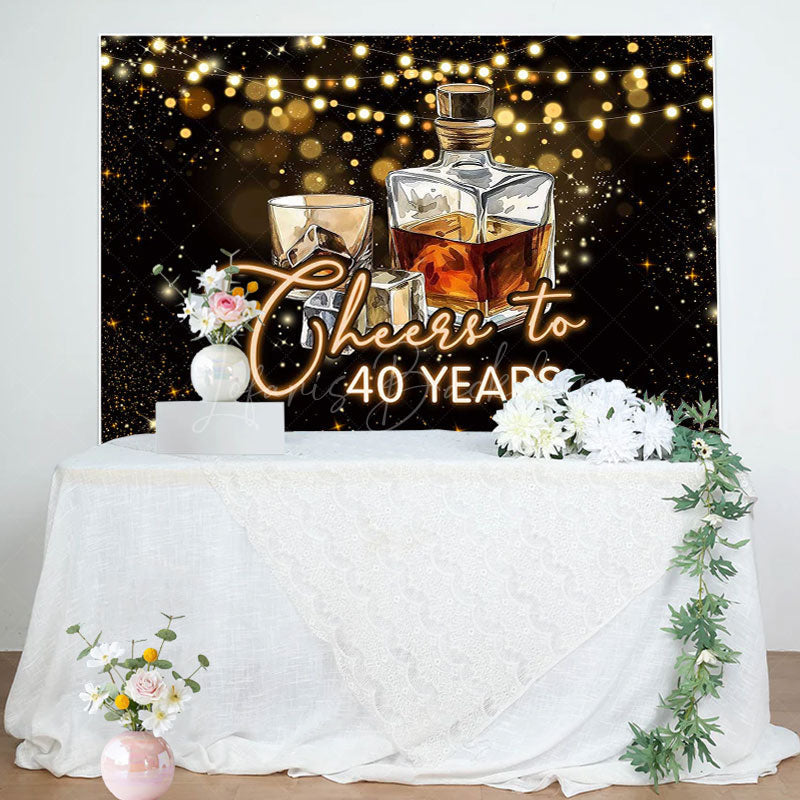 Lofaris Cheers To 40 Years Wine Glass Birthday Backdrop