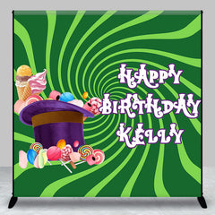 Lofaris Chocolate Candyland Green Custom Birthday Backdrop
