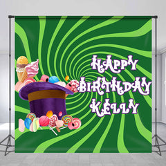 Lofaris Chocolate Candyland Green Custom Birthday Backdrop