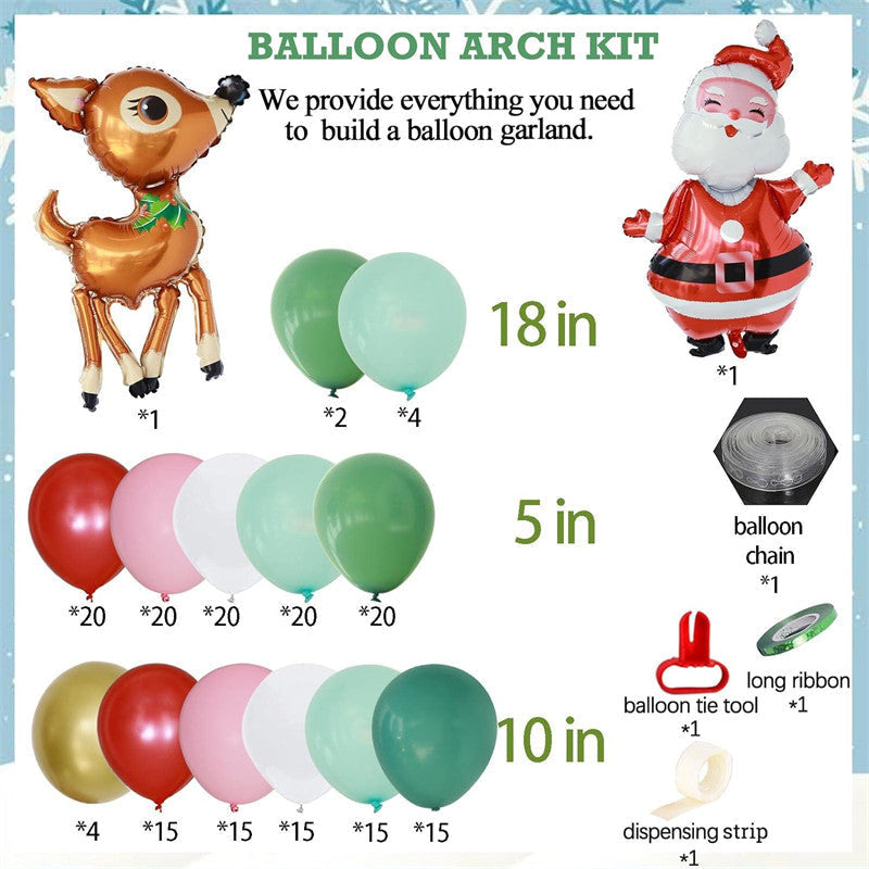 Lofaris Christmas Balloon Garland Arch Kit Pink Santa Elk Party Decor