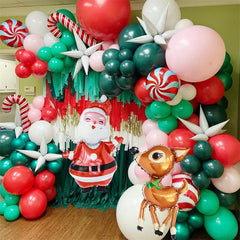 Lofaris Christmas Balloon Garland Arch Kit Pink Santa Elk Party Decor