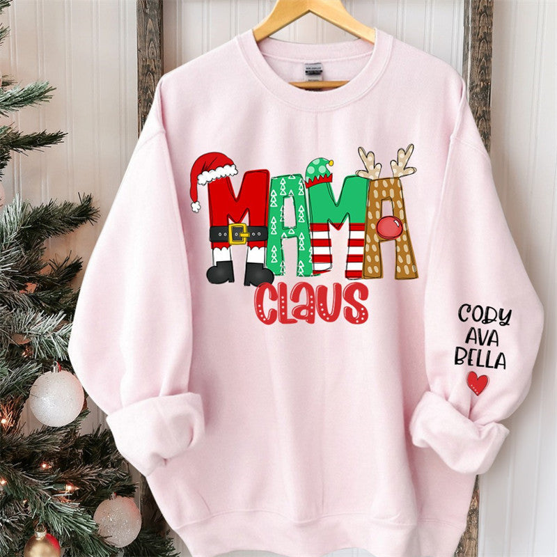 Lofaris Christmas Elf Elk Claus Custom Mom Daughter Sweatshirt