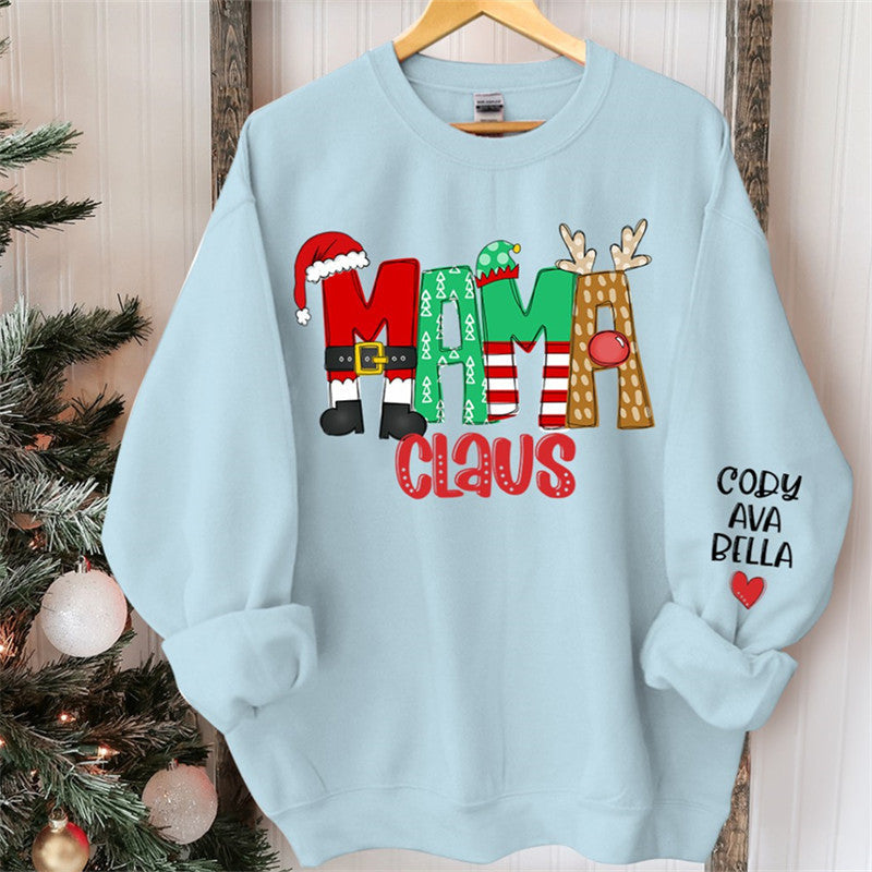 Lofaris Christmas Elf Elk Claus Custom Mom Daughter Sweatshirt