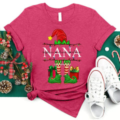 Lofaris Christmas Elf Grandkids Personalized Name T-Shirt