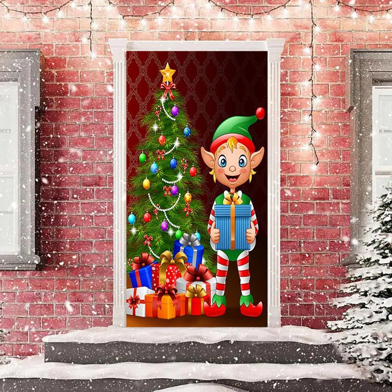 Lofaris Christmas Elf Tree Presents Door Cover Decoration
