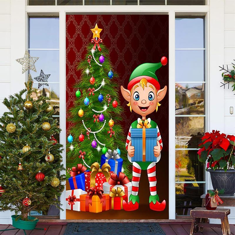 Lofaris Christmas Elf Tree Presents Door Cover Decoration