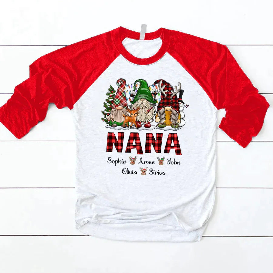 Lofaris Christmas Gnomes For Kid Custom Name Baseball Shirt