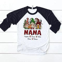 Lofaris Christmas Gnomes For Kid Custom Name Baseball Shirt