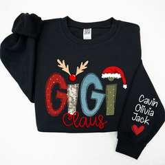 Lofaris Christmas Grandma Claus Grandkids Custom Sweatshirt