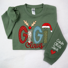 Lofaris Christmas Grandma Claus Grandkids Custom Sweatshirt