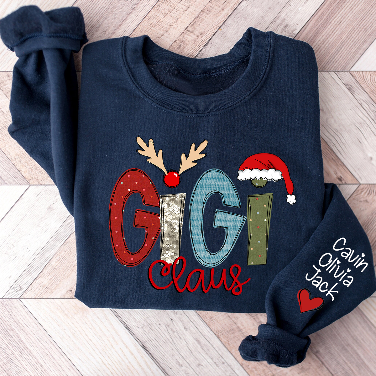 Lofaris Christmas Grandma Claus Grandkids Custom Sweatshirt