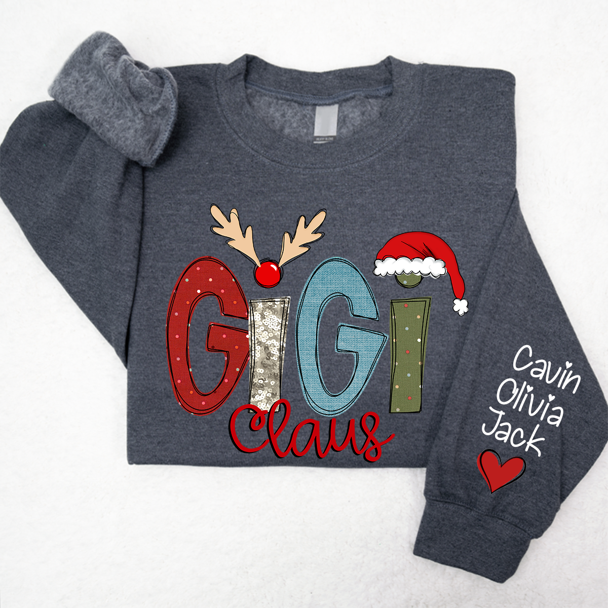 Lofaris Christmas Grandma Claus Grandkids Custom Sweatshirt