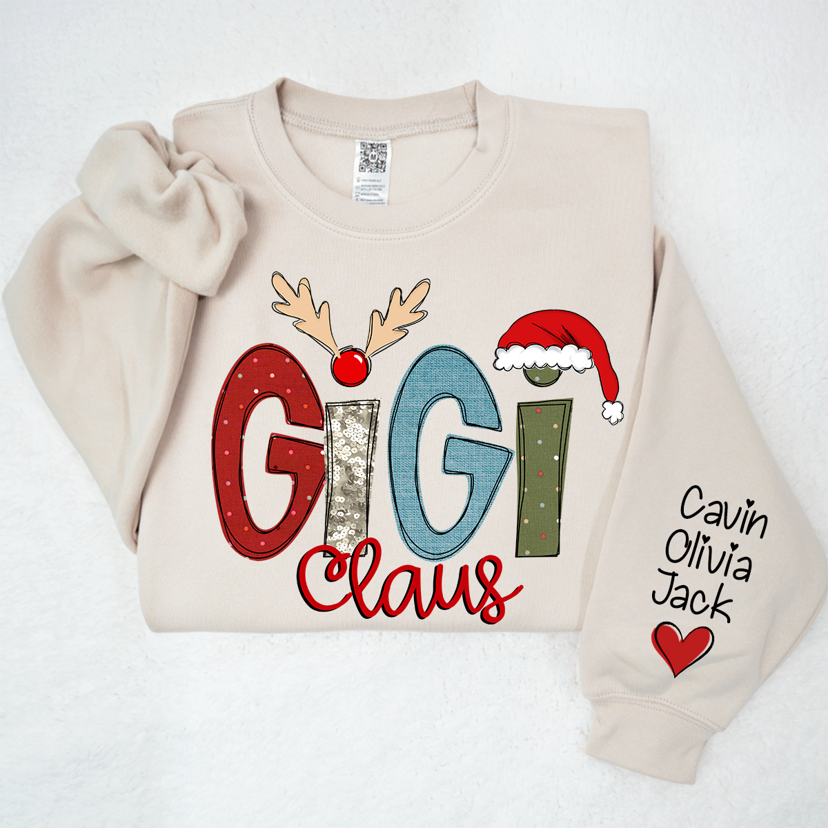 Lofaris Christmas Grandma Claus Grandkids Custom Sweatshirt