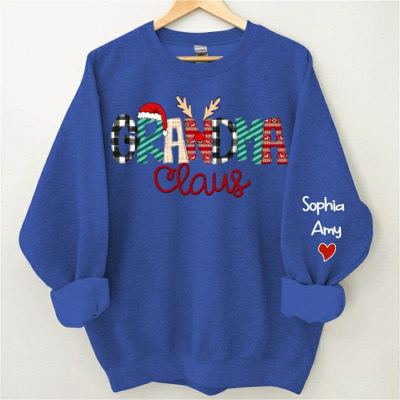 Lofaris Christmas Hat Elk Plaid Claus Custom Mom Sweatshirt