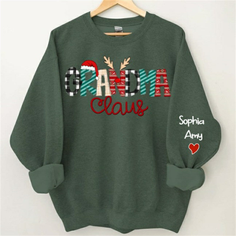 Lofaris Christmas Hat Elk Plaid Claus Custom Mom Sweatshirt