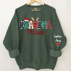 Lofaris Christmas Hat Elk Plaid Claus Custom Mom Sweatshirt