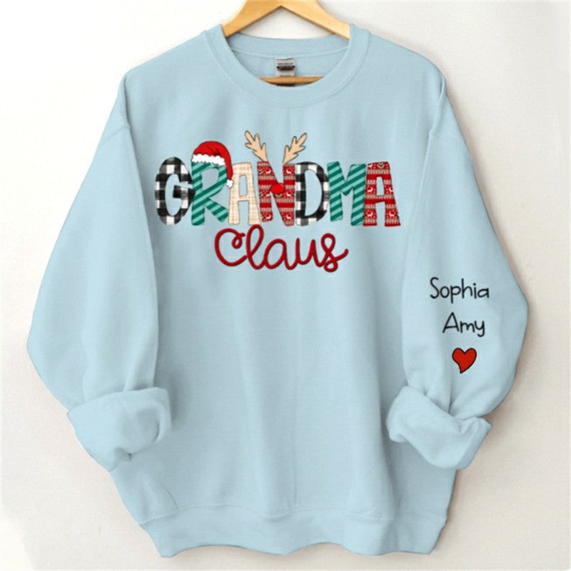 Lofaris Christmas Hat Elk Plaid Claus Custom Mom Sweatshirt