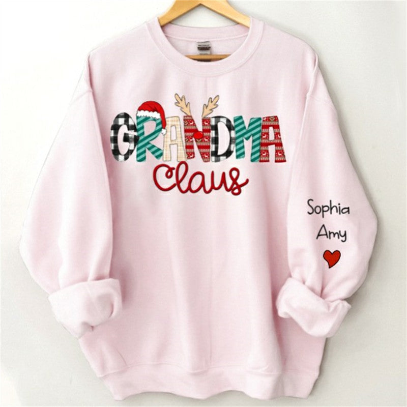 Lofaris Christmas Hat Elk Plaid Claus Custom Mom Sweatshirt