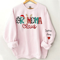 Lofaris Christmas Hat Elk Plaid Claus Custom Mom Sweatshirt