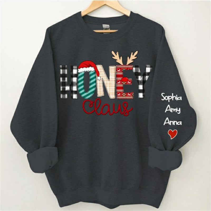 Lofaris Christmas Hat Plaid Elk Claus Custom Mama Sweatshirt