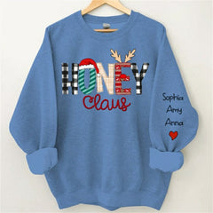 Lofaris Christmas Hat Plaid Elk Claus Custom Mama Sweatshirt