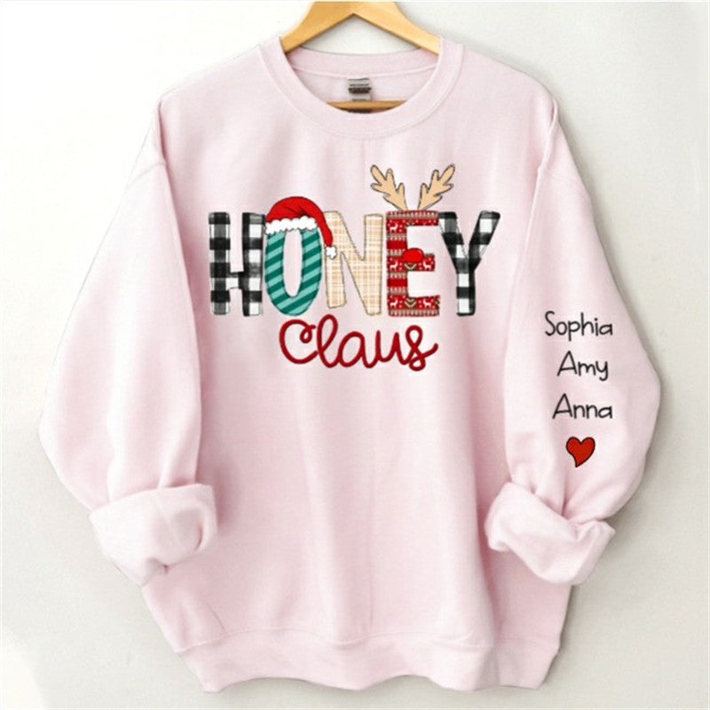 Lofaris Christmas Hat Plaid Elk Claus Custom Mama Sweatshirt