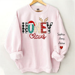 Lofaris Christmas Hat Plaid Elk Claus Custom Mama Sweatshirt